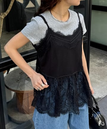 CIAOPANIC TYPY(チャオパニックティピー) 裾レースドッキングシアーキャミチュニック