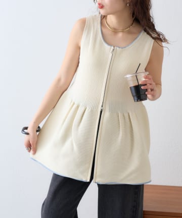 CIAOPANIC TYPY(チャオパニックティピー) スポンディッシュWZIPペプラム配色ニットベスト