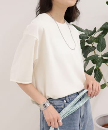 FREDY & GLOSTER(フレディ アンド グロスター) カットジョーゼット5分袖プルオーバーカットソー