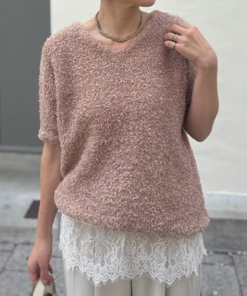 LARUTA(ラルータ) 【Azusa企画】リボンヤーンドルマンサマーニット