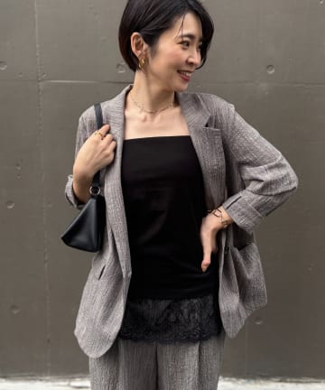 LARUTA(ラルータ) ［Azusa企画］カップ付きレースレイヤードキャミ