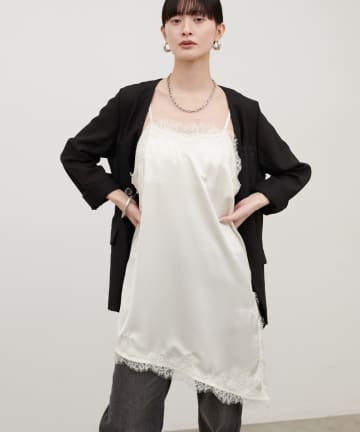 LARUTA(ラルータ) ［Yurieピック］サテンアシンメトリーレースキャミ