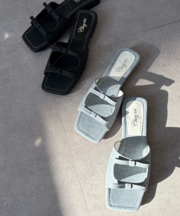 Chez toi(シェトワ) 細リボンスクエアミュール