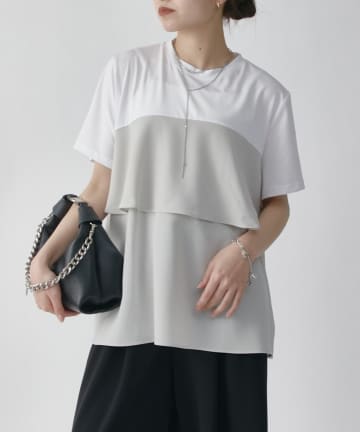 Lui's(ルイス) ペプラムフレアドッキングTシャツ