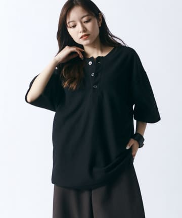 Lui's(ルイス) 鹿の子ヘンリーネックTシャツ