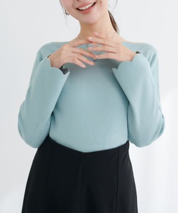 NICE CLAUP / OLIVE des OLIVE OUTLET(ナイスクラップ  / オリーブ デ オリーブ アウトレット) 【natural couture】スカラップラメニット