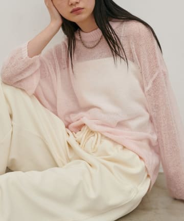 NICE CLAUP / OLIVE des OLIVE OUTLET(ナイスクラップ  / オリーブ デ オリーブ アウトレット) 【LARUTA】モヘア透かし編みプルオーバー