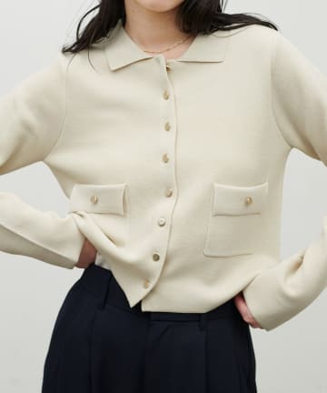 NICE CLAUP / OLIVE des OLIVE OUTLET(ナイスクラップ  / オリーブ デ オリーブ アウトレット) 【LARUTA】衿付きニットジャケット