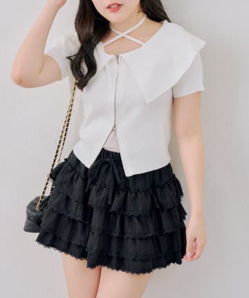 NICE CLAUP / OLIVE des OLIVE OUTLET(ナイスクラップ  / オリーブ デ オリーブ アウトレット) 【continuer】WジップBIG衿カーディガン