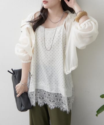 Remind me and forever(リマインドミーアンドフォーエバー) 【ドット、花柄から選べる♪】アソート柄レースキャミチュニック