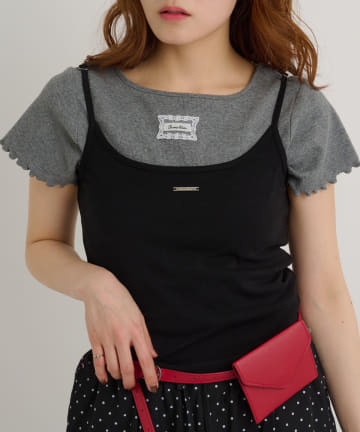 w closet(ダブルクローゼット) レースタグリブT