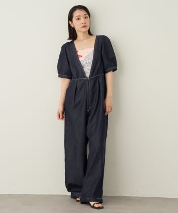 Omekashi(オメカシ) 半袖デニムオールインワン