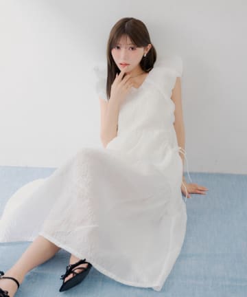 Chico(チコ) 【SALON by Chico】パフスリーブバルーンロングワンピース