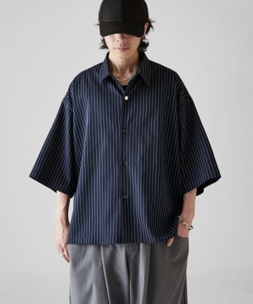 Lui's(ルイス) 【Neucon】ワイドスリーブピンストライプオーバーシャツ