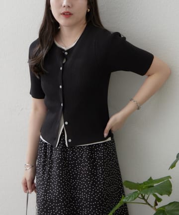 Remind me and forever(リマインドミーアンドフォーエバー) リブレイヤード風配色カーディガン