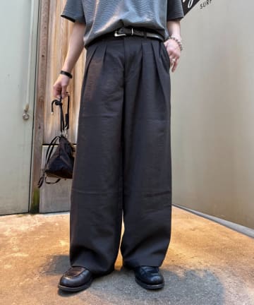 CIAOPANIC TYPY(チャオパニックティピー) 【接触冷感素材で夏も快適】男女兼用/レーヨンナイロン2タックワイドスラックス