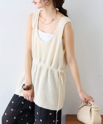 CIAOPANIC TYPY(チャオパニックティピー) 【前後2WAY】ウエスト紐メッシュニットベスト