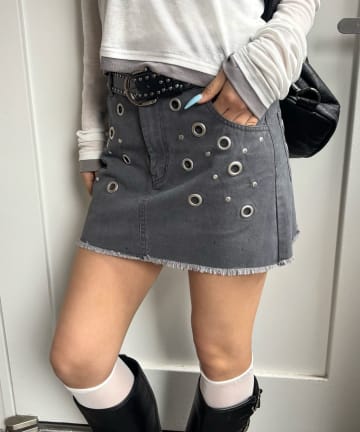 OUTLET(アウトレット) 【WHO'S WHO gallery】硫化ツイルアイレットミニスカート