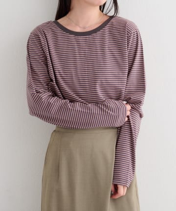 OUTLET(アウトレット) 【Kastane】【前後2WAY】B ボーダーバックリボンロンTEE