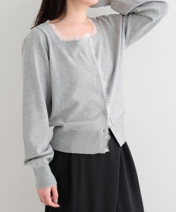 OUTLET(アウトレット) 【Kastane】B レーススクエアネックカーディガン