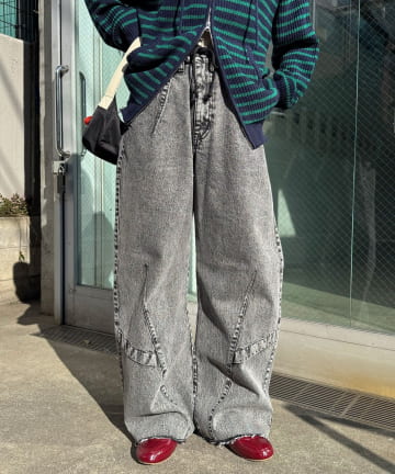 OUTLET(アウトレット) 【Ciaopanic】【Anti Warp】切替カーブワイドデニム