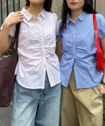 FREDY & GLOSTER(フレディ アンド グロスター) フロントギャザーちび袖ブラウス