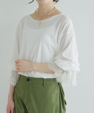 PUAL CE CIN(ピュアルセシン) レースカフカットソー