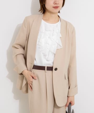 NOLLEY'S(ノーリーズ) 《セットアップ対応》ストレッチツイルVネックジャケット