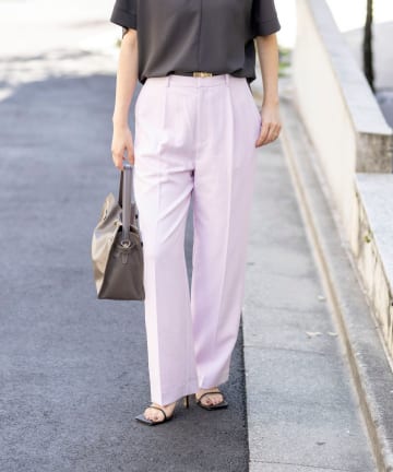 NOLLEY'S(ノーリーズ) 《セットアップ対応》ウォッシャブルストレッチツイル愛されセミワイドパンツ