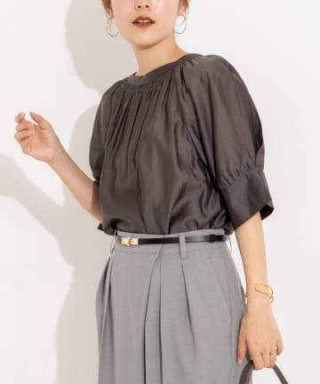 NOLLEY'S(ノーリーズ) ウォッシャブルボリュームスリーブ2WAYシアーブラウス