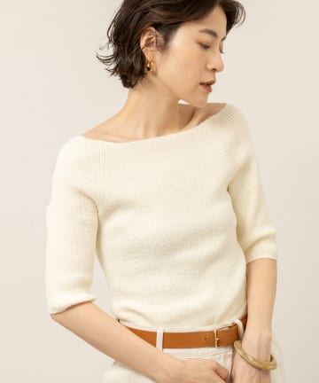 NOLLEY'S(ノーリーズ) 《手洗い可能》ブークレ5分袖ニット