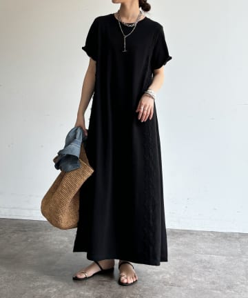 DOUDOU(ドゥドゥ) 【WEB限定】レースライン布帛切替ワンピース