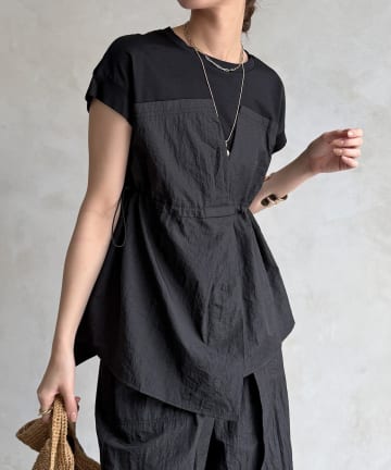 DOUDOU(ドゥドゥ) 【WEB限定/セットアップ可能】ワッシャーナイロンビスチェドッキングTEE