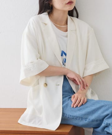 CIAOPANIC TYPY(チャオパニックティピー) 折り返し袖レースシアーシャツジャケット