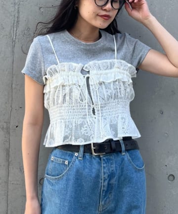 CIAOPANIC TYPY(チャオパニックティピー) 2WAYアソートレースシャーリングビスチェ