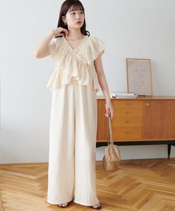 DISCOAT(ディスコート) クロスフリルサロペット