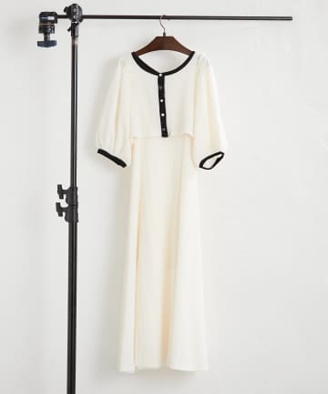 Remind me and forever(リマインドミーアンドフォーエバー) 【2枚SET】配色カットジャガードアボレロ×キャミワンピース