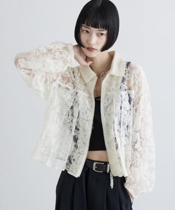 Lui's(ルイス) レースZIPシャツ