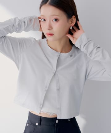 Chico(チコ) 【SALON by Chico】紫外線カット&接触冷感/コンパクトラメクルーUVカットカーディガン【シワになりにくいイージーケア素材】