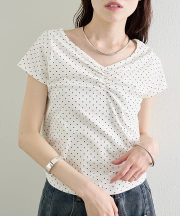 mystic(ミスティック) ドットプリント半袖Tシャツ