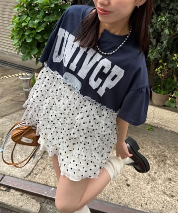 CIAOPANIC(チャオパニック) ドットチュールドッキングカレッジロゴTee