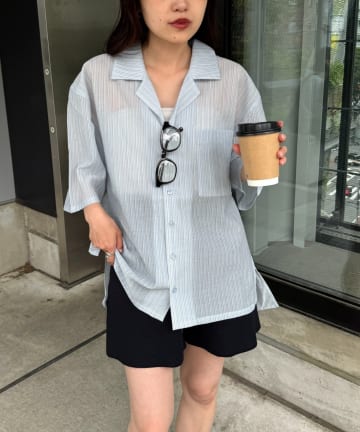 CIAOPANIC TYPY(チャオパニックティピー) 【UNISEX】シアーオープンカラーシャツ