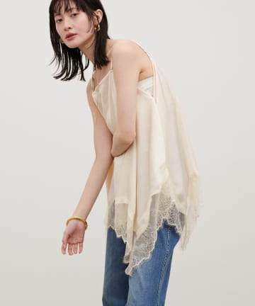 LARUTA(ラルータ) ワッシャーサテン前後2WAYキャミブラウス