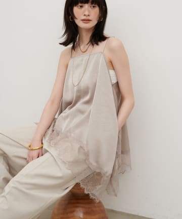 LARUTA(ラルータ) ワッシャーサテン前後2WAYキャミブラウス