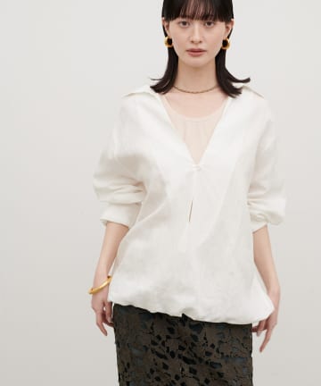 LARUTA(ラルータ) スキッパーシャツ重ね着ブラウス