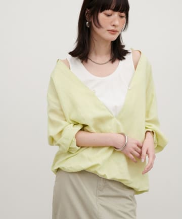 LARUTA(ラルータ) スキッパーシャツ重ね着ブラウス