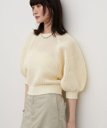 LARUTA(ラルータ) ［WEB限定］メッシュボリュームスリーブニット