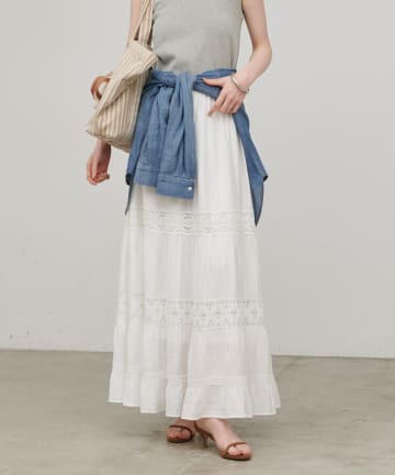 LARUTA(ラルータ) レース接ぎティアードロングスカート