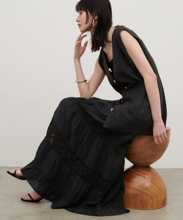 LARUTA(ラルータ) レース接ぎティアードロングスカート