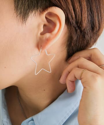 ear PAPILLONNER(イア パピヨネ) 《スターリングシルバー使用》星型BIGフープピアス